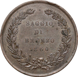 obverse: Vittorio Emanuele II (1849-1861).. Saggio di bronzo 1860, Zecca di Torino