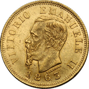 obverse: Vittorio Emanuele II  (1861-1878). 10 lire 1863