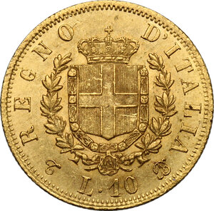 reverse: Vittorio Emanuele II  (1861-1878). 10 lire 1863