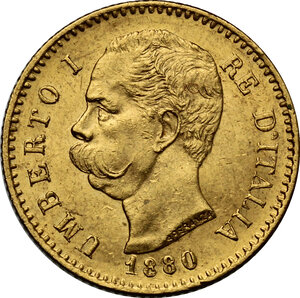 obverse: Umberto I (1878-1900). 20 lire 1880