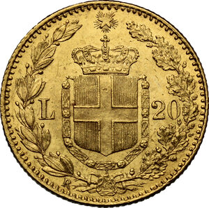 reverse: Umberto I (1878-1900). 20 lire 1880