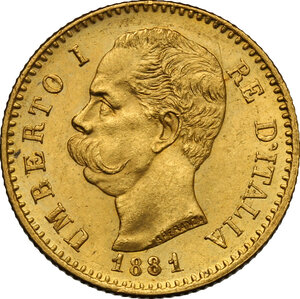 obverse: Umberto I (1878-1900). 20 lire 1881