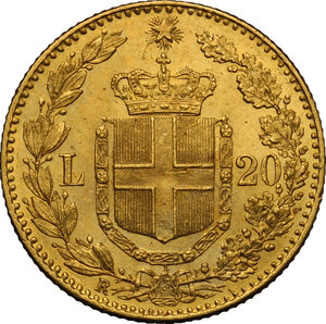 reverse: Umberto I (1878-1900). 20 lire 1881