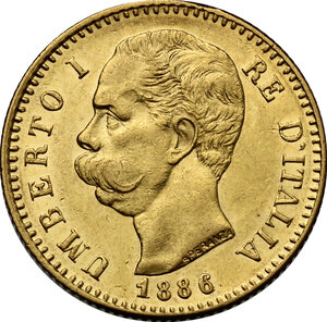 obverse: Umberto I (1878-1900). 20 lire 1886