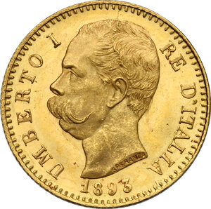 obverse: Umberto I (1878-1900). 20 lire 1893