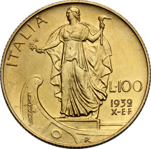 reverse: Vittorio Emanuele III (1900-1943). 100 lire 1932 A. X