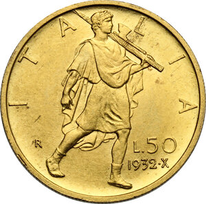 reverse: Vittorio Emanuele III (1900-1943). 50 lire 1932 A. X