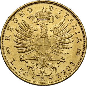 reverse: Vittorio Emanuele III (1900-1943). 20 lire 1903