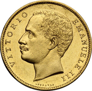 obverse: Vittorio Emanuele III (1900-1943). 20 lire 1905