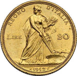 reverse: Vittorio Emanuele III (1900-1943). 20 lire 1912