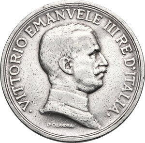 obverse: Vittorio Emanuele III (1900-1943). 5 lire 1914