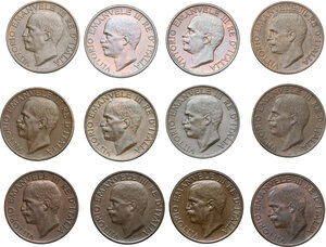 obverse: Vittorio Emanuele III (1900-1943). Lotto di diciannove (19) monete da 10 centesimi, serie completa 1919-1937