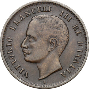 obverse: Vittorio Emanuele III (1900-1943). 2 centesimi 1907