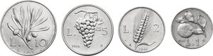 obverse: Serie completa 10 lire, 5 lire, 2 lire, lira 1946