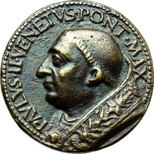 obverse: Paolo II (1464-1471), Pietro Barbo. Medaglia 1465, per la costruzione di Palazzo Venezia a Roma