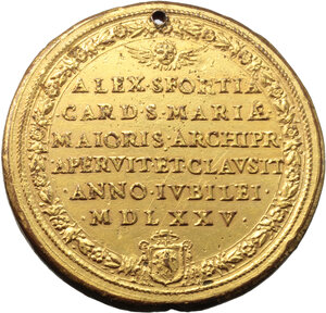 reverse: Gregorio XIII (1572-1585), Ugo Boncompagni. Medaglia 1575 per apertura e chiusura della Porta Santa di Santa Maria Maggiore a Roma da parte del cardinale Alessandro Sforza