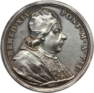 obverse: Benedetto XIV (1740-1758), Prospero Lambertini.. Medaglia annuale, A. VII. Viaggio del Pontefice a Civitavecchia