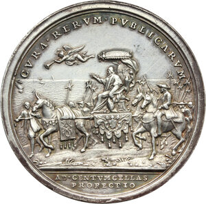 reverse: Benedetto XIV (1740-1758), Prospero Lambertini.. Medaglia annuale, A. VII. Viaggio del Pontefice a Civitavecchia
