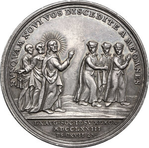 reverse: Clemente XIV (1769-1774).. Medaglia 1773 per la cacciata dei Gesuiti con appiccagnolo originale