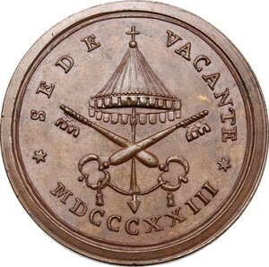 reverse: Sede Vacante (1823).. Medaglia emessa dal Governatore di Roma e Vice Camerlengo Monsignore Tommaso Bernetti
