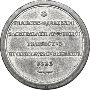 reverse: Sede Vacante (1823).. Medaglia emessa dal Prefetto dei Sacri Palazzi Apostolici e Governatore del Conclave Monsignore Francesco Marazzani Visconti (prima variante)