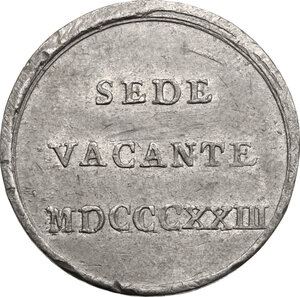 obverse: Sede Vacante (1823). Medaglia emessa dai Conservatori della Città di Roma