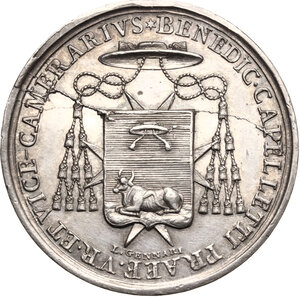 obverse: Sede Vacante (1829). Medaglia emessa dal Governatore di Roma e Vice Camerlengo Monsignore Bendetto Cappelletti