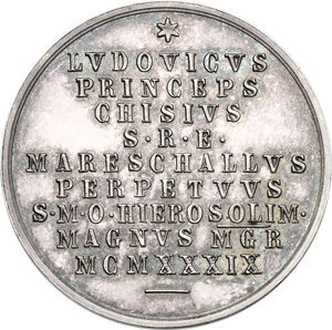 reverse: Sede Vacante (1839). Medaglia emessa dal Maresciallo del Conclave Principe Ludovico Chigi