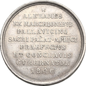reverse: Sede Vacante (1846). Medaglia emessa dal Prefetto dei Sacri Palazzi Apostolici e Governatore del Conclave Alerame Pallavicino