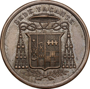 obverse: Sede Vacante (1846). Medaglia emessa dal Prefetto dei Sacri Palazzi Apostolici e Governatore del Conclave Monsignore Alerame Pallavicino