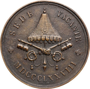 reverse: Sede Vacante (1878). Medaglia emessa dal Cardinale Camerlengo Gioacchino Pecchi