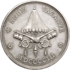 reverse: Sede Vacante (1903). Medaglia emessa dal Cardinale Camerlengo Luigi Oreglia di Santo Stefano