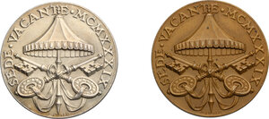 reverse: Sede Vacante (1939). Coppia di medaglie emesse dal Camerlengo Eugenio Pacelli