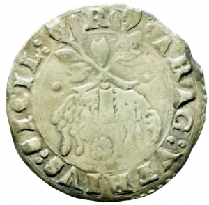 reverse: Zecche Italiane. Napoli. Carlo V. 1516-1556. Carlino. AG. P.R. 36c. MIR 148/3. Peso gr. 2.91. BB. NC.
