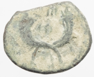 reverse: Mondo Greco. Nabatea. Aretas IV AE 19mm, Petra 9 a.C - 40 d.C. D/ Busti affiancati di Aretas e Shuqailat verso destra . R/ due cornucopiae. Meshorer (Nabatean Coins) 114. SNG ANS 1438-1443. AE. g. 4,15 mm. 19.00 .BB+.Bellissima patina deserto
