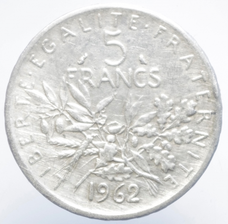 obverse: 5 franchi 1962