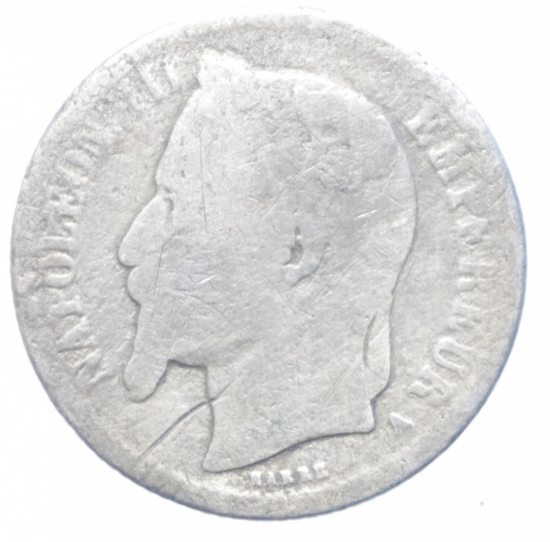 obverse: Monete del Mondo.Francia.Napoleone III.Ar.Peso 4,10 gr.