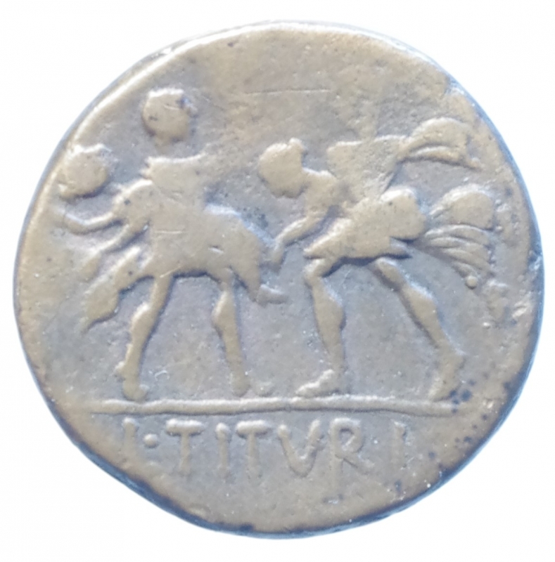 reverse: Repubblica Romana.Tituria.Denario in ae.Peso 2,80 gr.