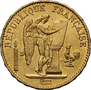 reverse: France.  Third republic (1871-1940).. 20 Francs 1878 A, Paris mint
