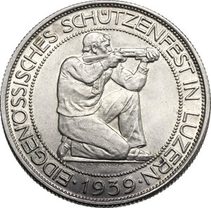 obverse: Switzerland. 5 francs (Schützentaler) 1939 B, Luzern mint