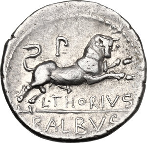 reverse: L. Thorius Balbus.. AR Denarius, 105 BC