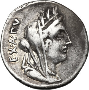 obverse: C. Fabius C. f. Hadrianus.. AR Denarius, 102 BC