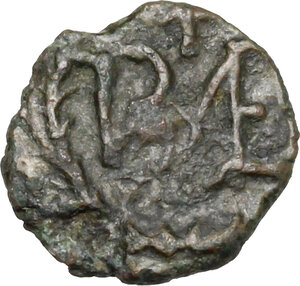 reverse: Ostrogothic Italy, Baduila (541-552).. AE 2 or 2½ Nummi. Struck in the name of Anastasius. Ticinum  mint (?)