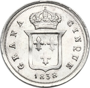 reverse: Napoli.  Ferdinando II di Borbone (1830-1859). 5 grana 1838