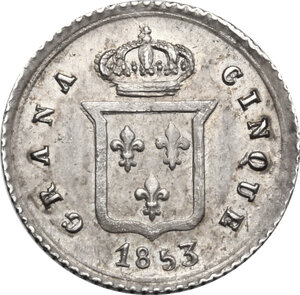 reverse: Napoli.  Ferdinando II di Borbone (1830-1859). 5 grana 1853