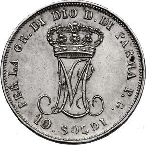 reverse: Parma.  Maria Luigia d Austria (1815-1847). 10 soldi 1815