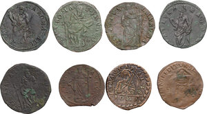 reverse: Roma.  Paolo V (1605-1621), Camillo Borghese.. Lotto di cinque (5) quattrini. In aggiunta: quattrino di Urbano VIII, di Innocenzo X e di Clemente IX (Gubbio)