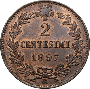 reverse: Umberto I (1878-1900).. 2 centesimi 1897