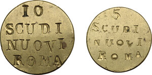 obverse: Roma.  Pio IX  (1846-1878), Giovanni Mastai Ferretti.. Lotto di due pesi monetali: da 10 e da 5 Scudi nuovi