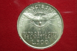 reverse: Zecche Italiane. Citt del Vaticano. 500 Lire 1963 Sede Vacantein confezione. gg